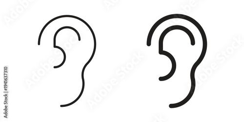 Ear icon concept. Silhouette, glyph symbol. Isolated design.