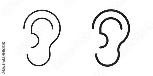 Ear icon concept. Silhouette, glyph symbol. Isolated design.