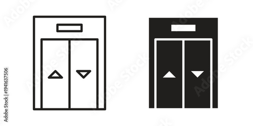Elevator icon concept. Silhouette, glyph symbol. Isolated design.