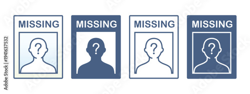 Missing Person Flyer Poster Icon. Vector Illustration