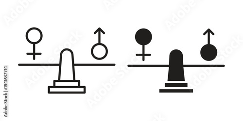 Equality icon concept. Silhouette, glyph symbol. Isolated design.