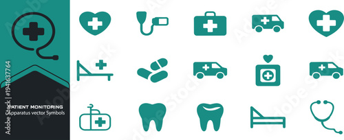 Biomedical Treatment Apparatus vector set Featuring Injection Capsule, Cardiac Rhythm Monitor And various, minimalist style 
Emergency Rescue Vehicle for Websites, Apps, UI UX, Editable Vector Design