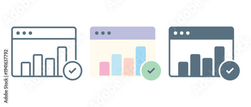 Analytics Chart Checklist Icon. Performance Review. Vector Illustration