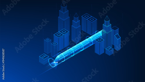 Transport Technology, High Speed Electric Train Through Hyperloop Ring, Smart Public Transit System, Advanced Logistics Network, High Tech Mobility Infrastructure Background