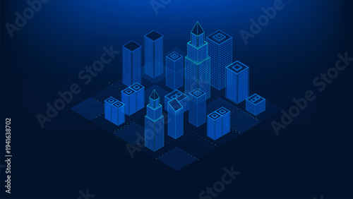 Smart city modern city with continuous data transmission through digital network connections, representing IoT connectivity, real-time communication, urban innovation, and intelligent infrastructure