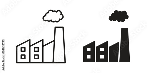 Factory icon concept. Silhouette, glyph symbol. Isolated design.