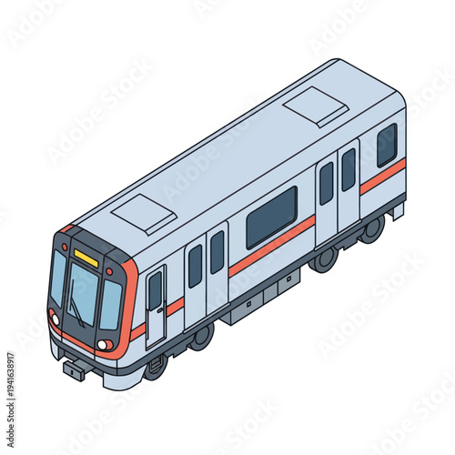 Modern Subway Train with Red Accents.