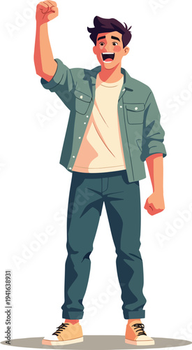 uomo o donna ragazzo o ragazza euforico vincita bello festa , balla o si sente bene vettoriale