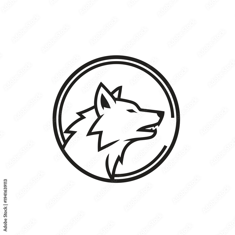 Obraz premium Circular Wolf Head Badge Logo