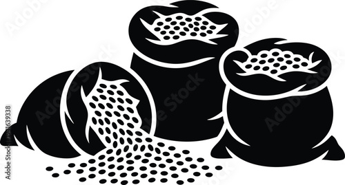 Sacks with grain seeds and cereal harvesting harvest wheat agricultural farming crop supplies