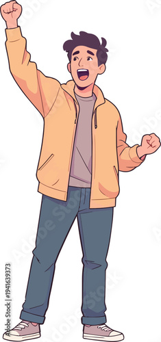 uomo o donna ragazzo o ragazza euforico vincita bello festa , balla o si sente bene vettoriale