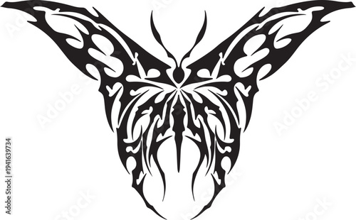 Cybersigilism tribal butterfly tattoo design