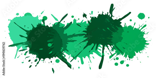 Black grunge ink blots and paint splashes vector illustration featuring splat textures and liquid drip elements on a dirty silhouette design