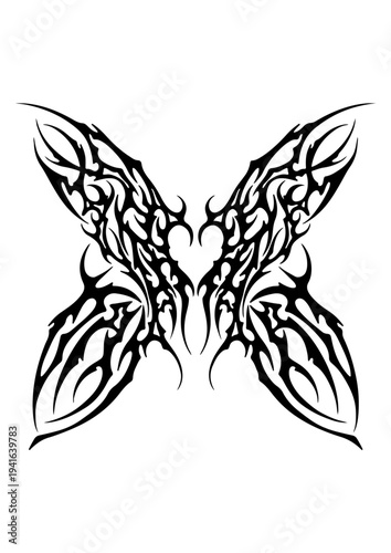 Cybersigilism tribal butterfly tattoo design
