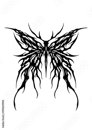 Cybersigilism tribal butterfly tattoo design