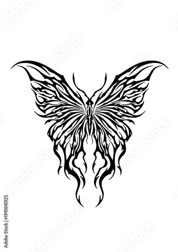 Cybersigilism tribal butterfly tattoo design