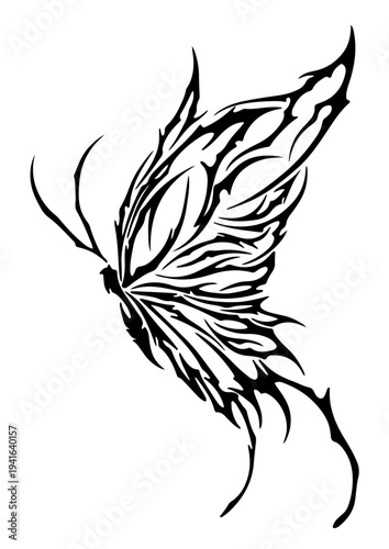 Cybersigilism tribal butterfly tattoo design