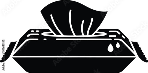 Wet wipes icon on transparent background with a checkboard pattern, vector illustration