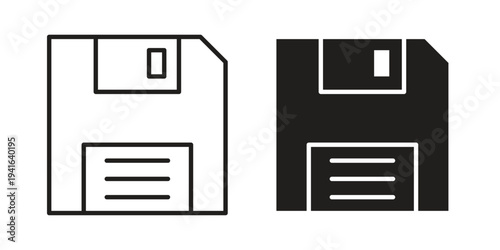 Floppy disk icon concept. Silhouette, glyph symbol. Isolated design.