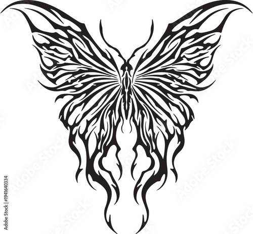 Cybersigilism tribal butterfly tattoo design