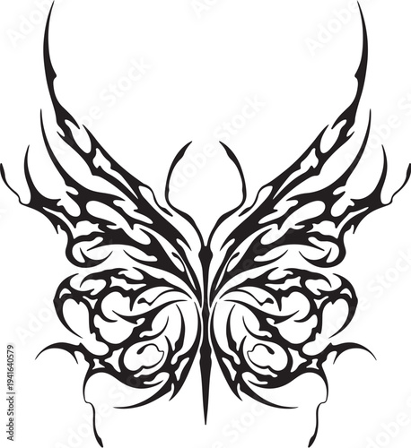 Cybersigilism tribal butterfly tattoo design