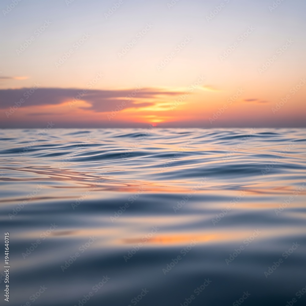 Fototapeta premium Peaceful ocean waves at sunset.