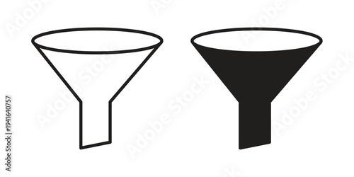 Funnel icon concept. Silhouette, glyph symbol. Isolated design.