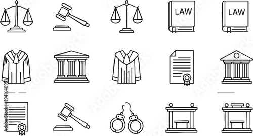 Black and white of law and justice symbols and scales
