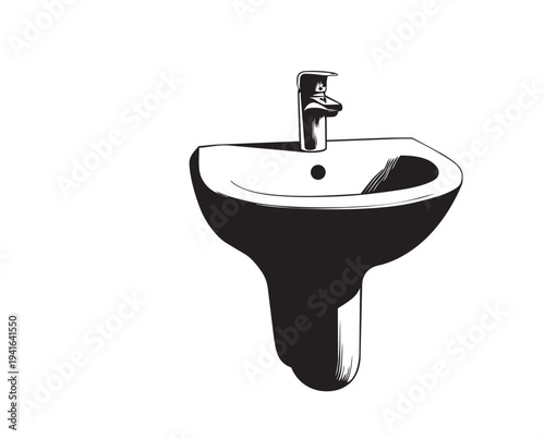 vector illustration of washbasin on white background