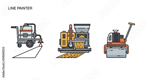 Industrial Line Painter Equipment Set for Road Marking and Construction.