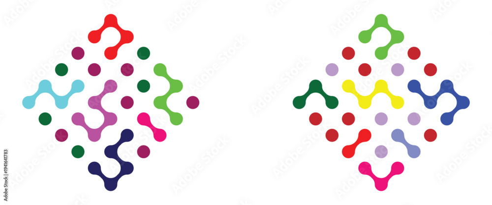 Obraz premium Meta ball, connected dots. Abstract geometric transition pattern. Abstract point movement. Connected round blobs. Transition meta balls. Vector illustration isolated on white background.