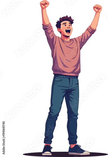 uomo o donna ragazzo o ragazza euforico vincita bello festa , balla o si sente bene vettoriale