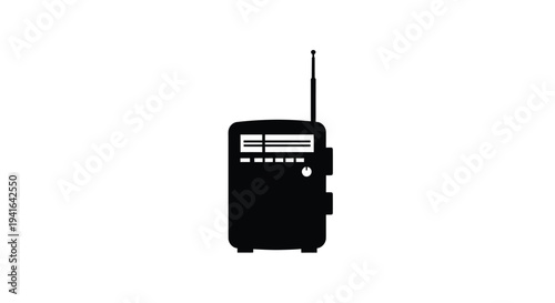 Simple black silhouette of a vintage portable radio
