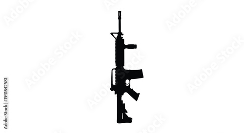Black rifle weapon depicted in a stark dramatic silhouette
