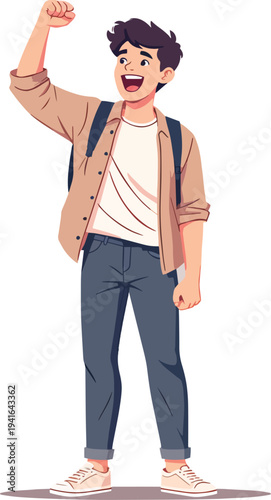 uomo o donna ragazzo o ragazza euforico vincita bello festa , balla o si sente bene vettoriale