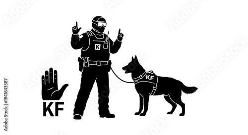 Police Officer with K9 Dog, Security Guard, Law Enforcement, Protection, Vigilance