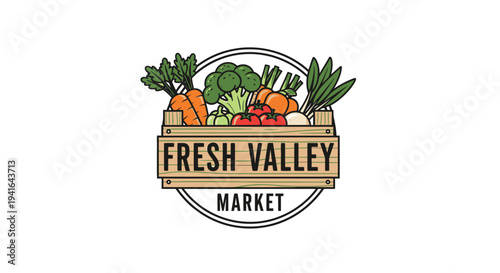 Fresh Valley Market Logo with Vegetables.