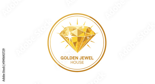 Golden Jewel House Diamond Logo Design 1.