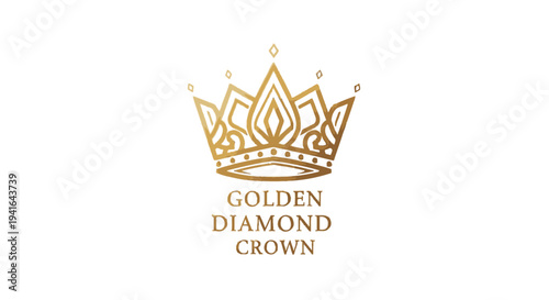 Golden Diamond Crown Luxury Jewelry Illustration.