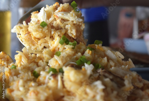 Seafood with a strong, spicy flavor.