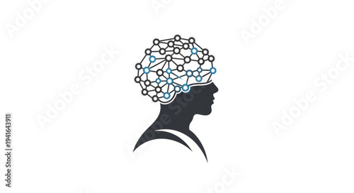 Silhouette of a Woman with Brain Illustration.
