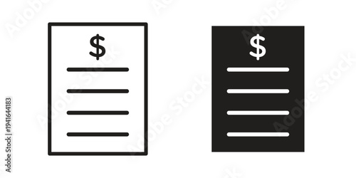 Invoice icon concept. Silhouette, glyph symbol. Isolated design.