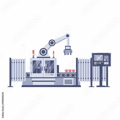 Industrial Machine with Robotic Arm and Control Panel.