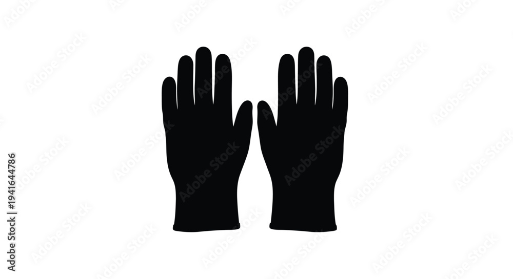 Fototapeta premium Two black gloves displayed facing forward a stark silhouette