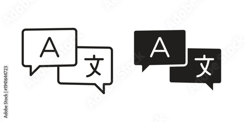 Language icon concept. Silhouette, glyph symbol. Isolated design.