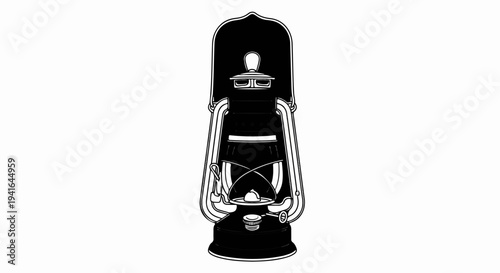 Classic kerosene lantern with detailed glass and metal parts