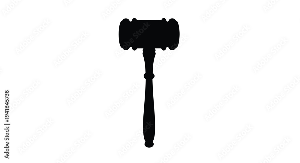 Fototapeta premium A stark black gavel illustration against a white background silhouette