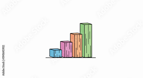 Colorful bar graph with ascending bars on a white background