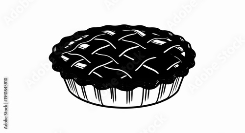 Detailed illustration of a baked pie with a lattice crust and fluted edges
