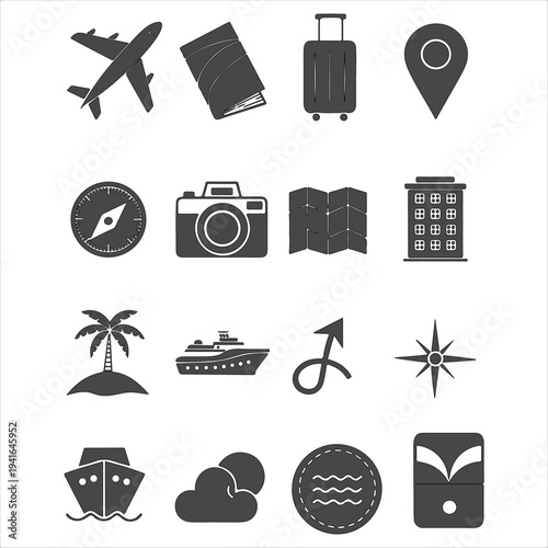 Tourism Adventure Outline Icon Bundle